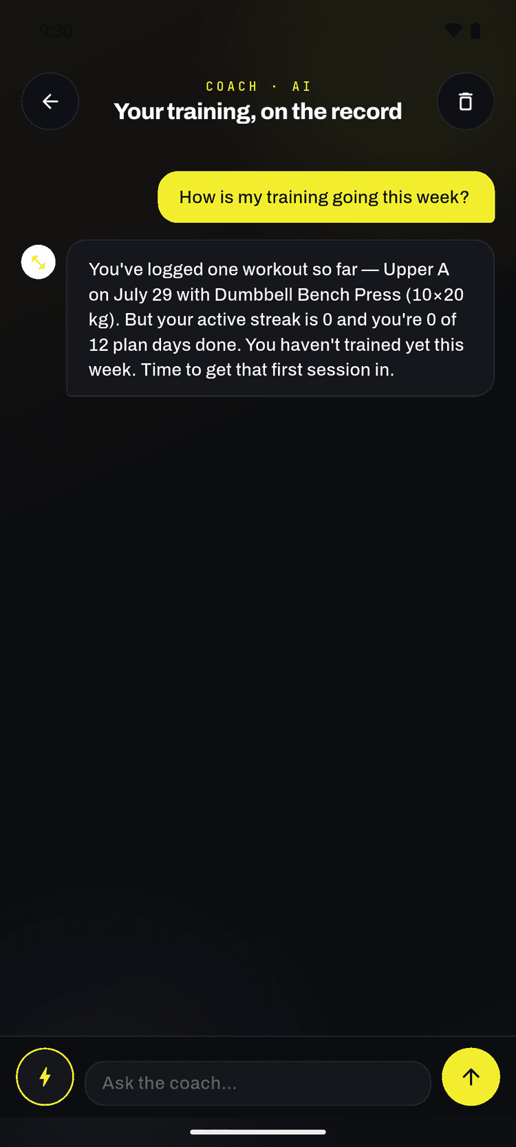 FitMe AI, Adaptive AI Personal Trainer screen fragment